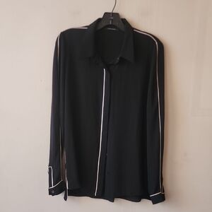 New Without Tag Tahari Black Blouse with White Trim